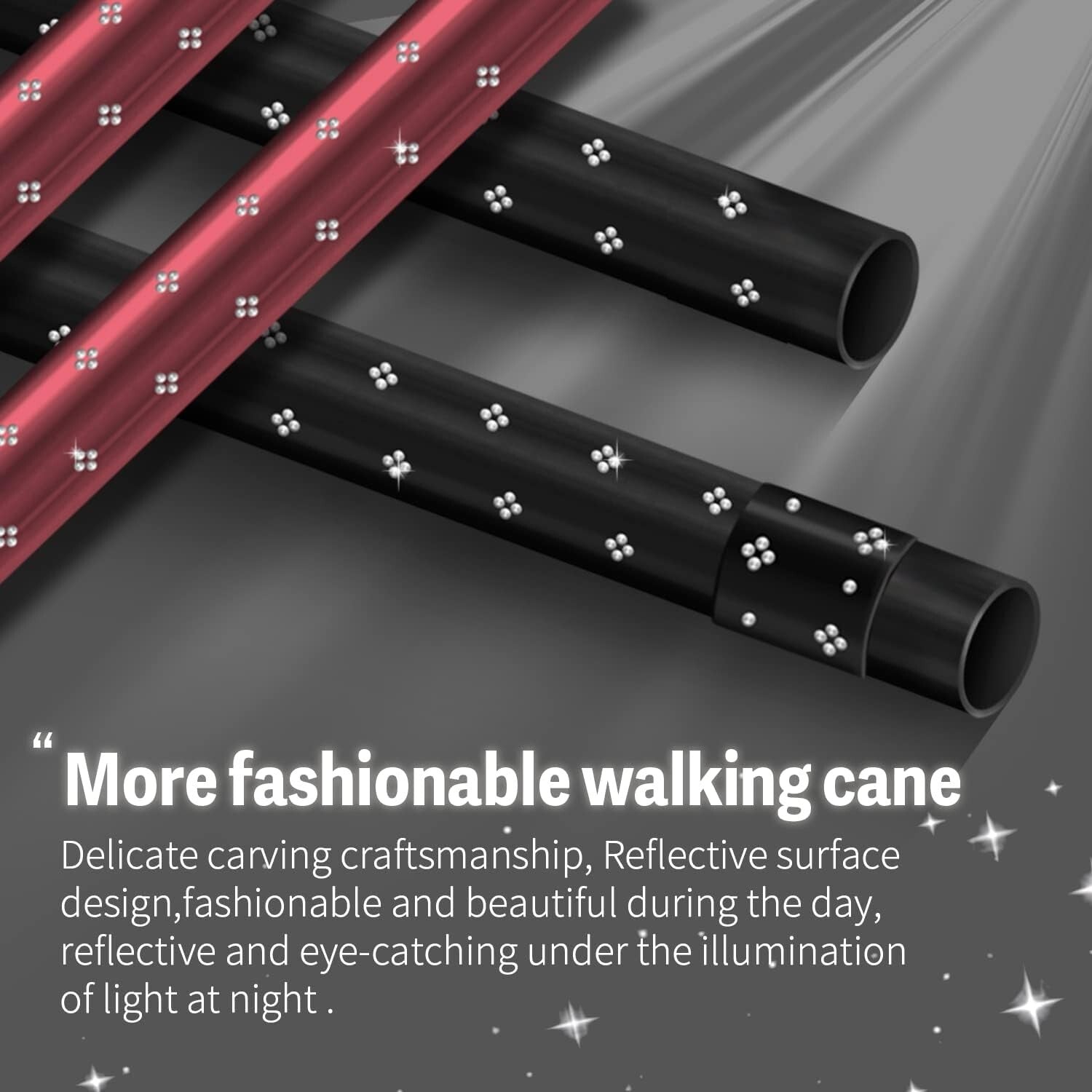 Adjustable Smart Alarm Cane with LED Light - Portable and Ergonomic Design