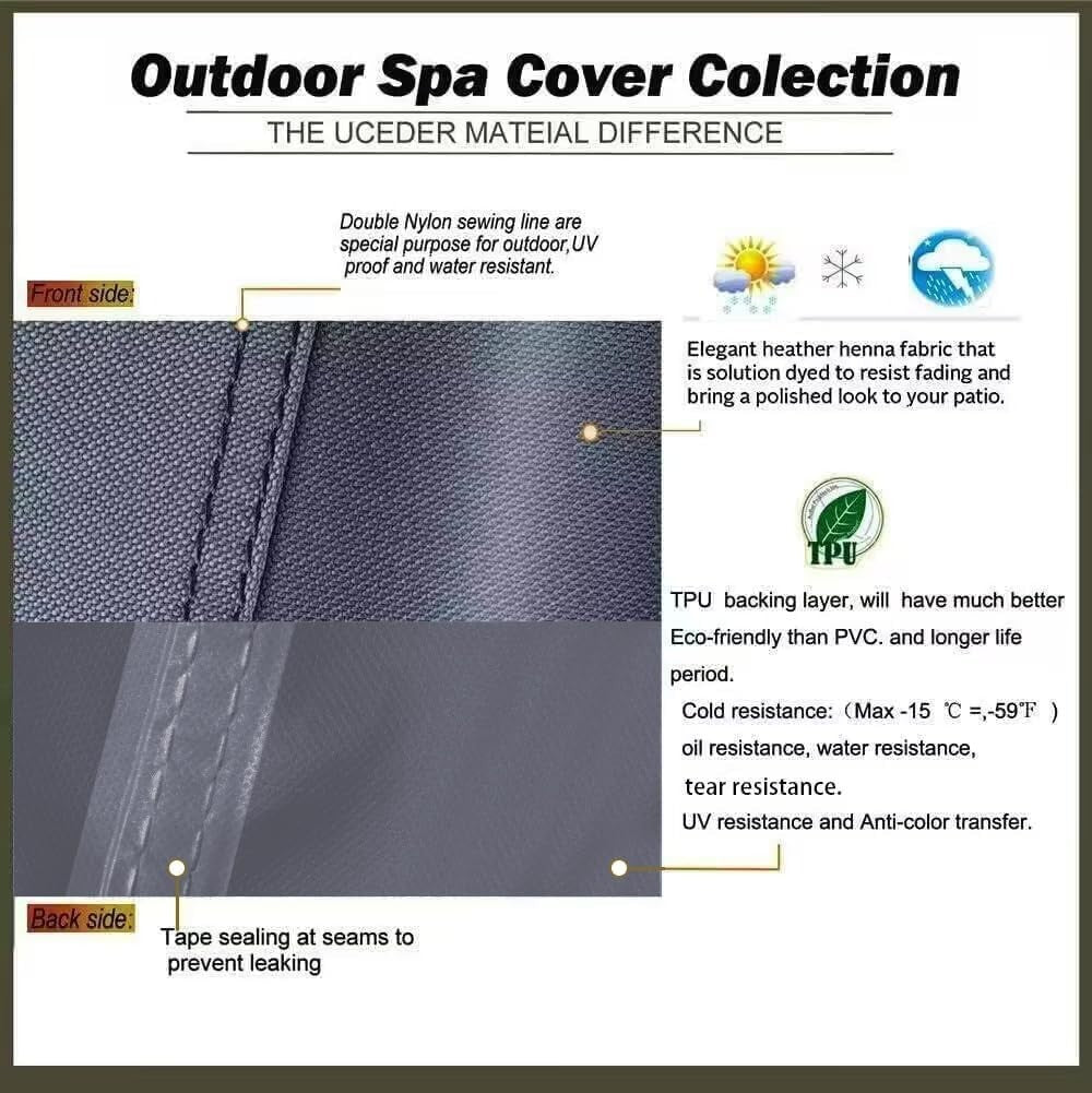 Customizable Dark Gray Hot Tub Cover - 600D Waterproof with Secure Lock Design