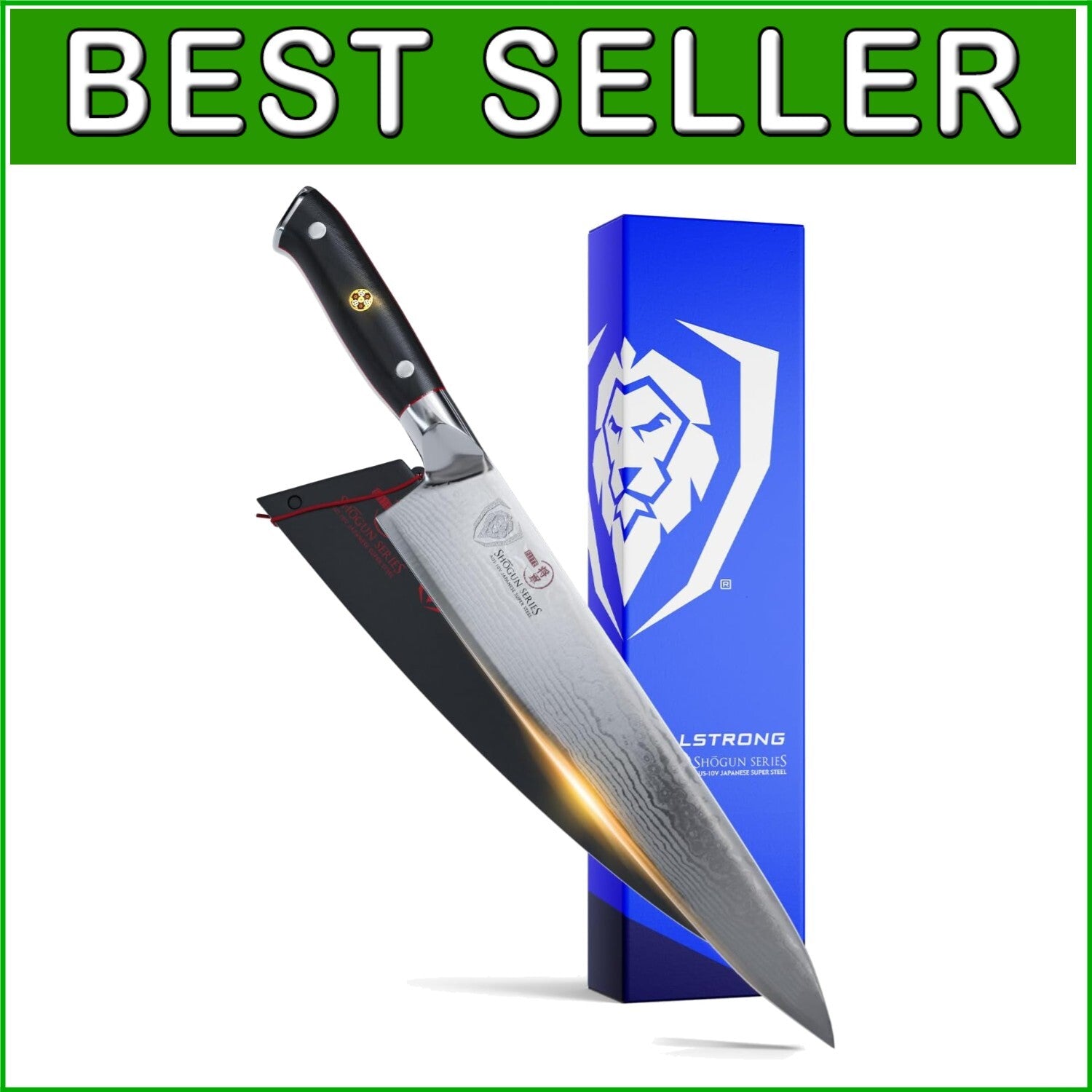 Damascus 9.5" Chef Knife - Lightweight AUS-10V Steel with Elegant Black Handle