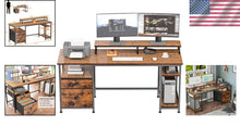 Load image into Gallery viewer, Versatile 61" Computer Desk with Shelves and File Drawer - Home Office Essential