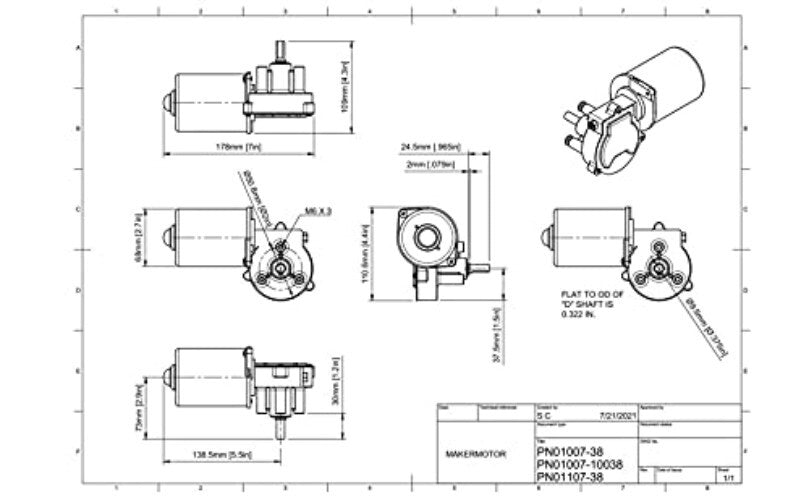 Energy-Efficient Reversible Gear Motor, 12V DC, 50 RPM - Ideal for DIY Projects