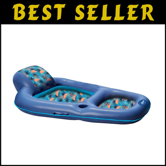 Extra-Large Inflatable Pool Float with Head, Back & Footrest – Navy/Light Blue