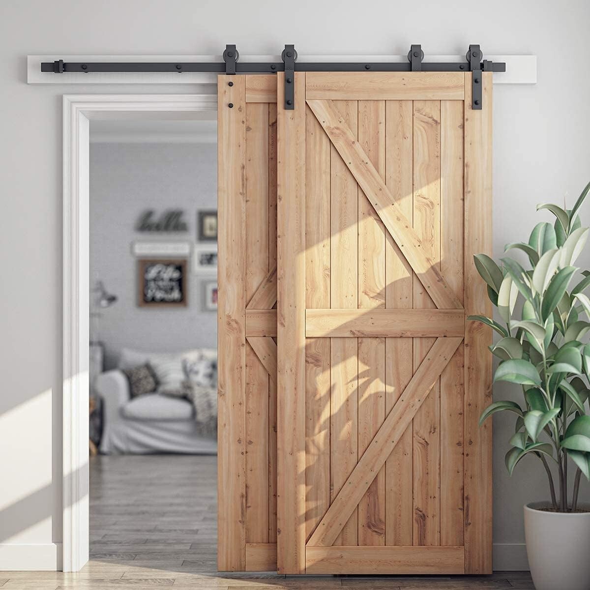Heavy-Duty 6.6ft Sliding Barn Door Hardware - Smooth, Quiet, & Easy Install