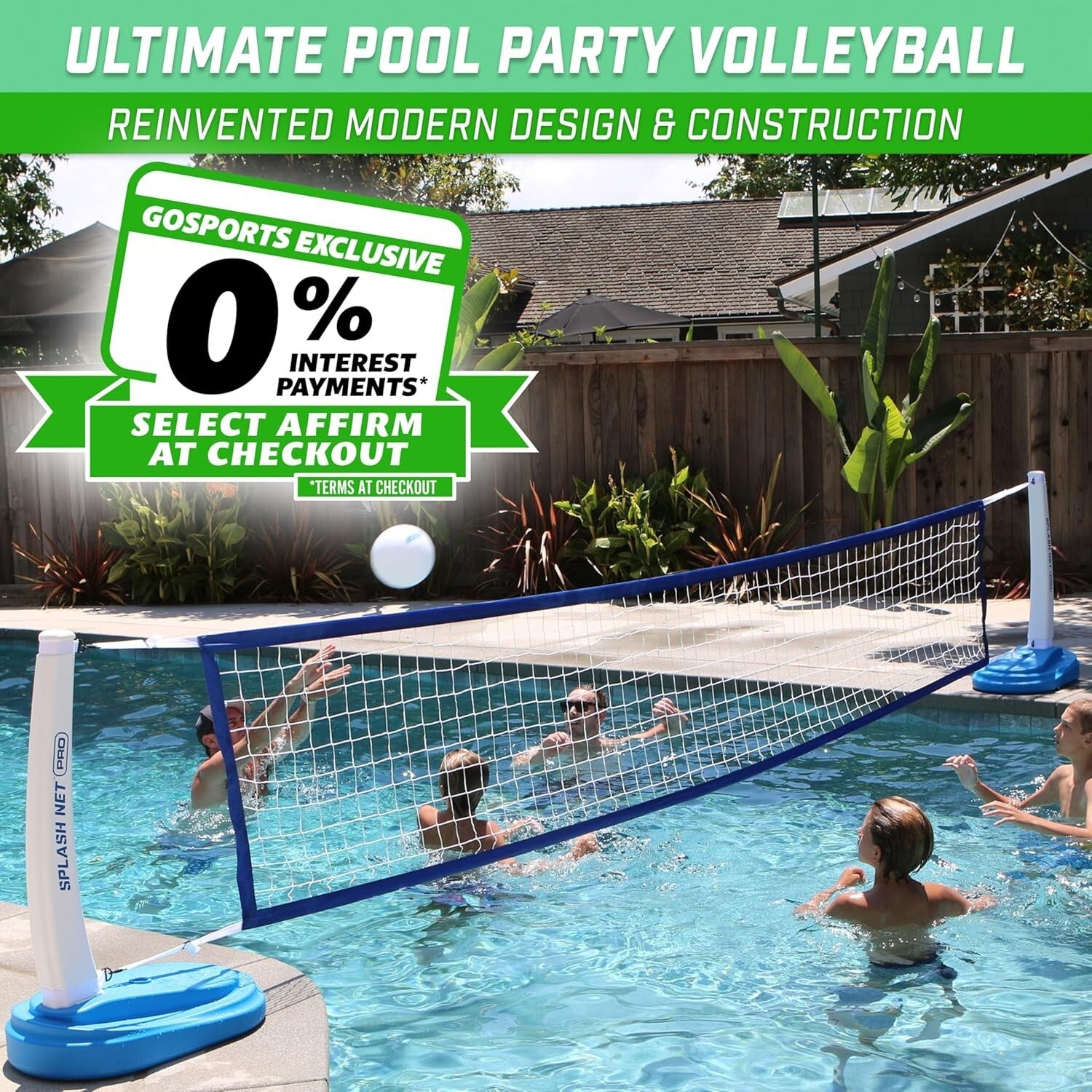 Sleek Blue Splash Net PRO Pool Volleyball Set with Water Balls & Easy Assembly
