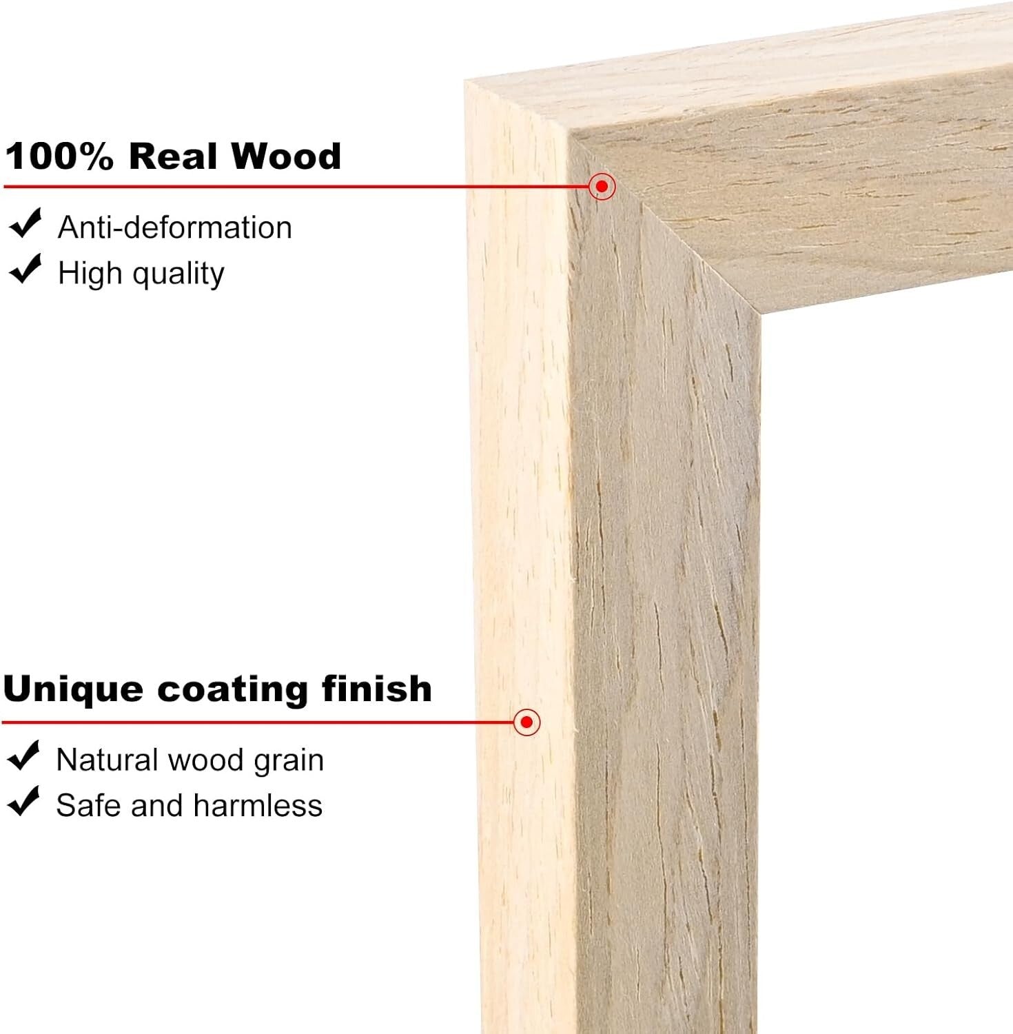 Natural Finish 12x16 Wall Frames with Mat - Ideal for Home Display, Set of 4