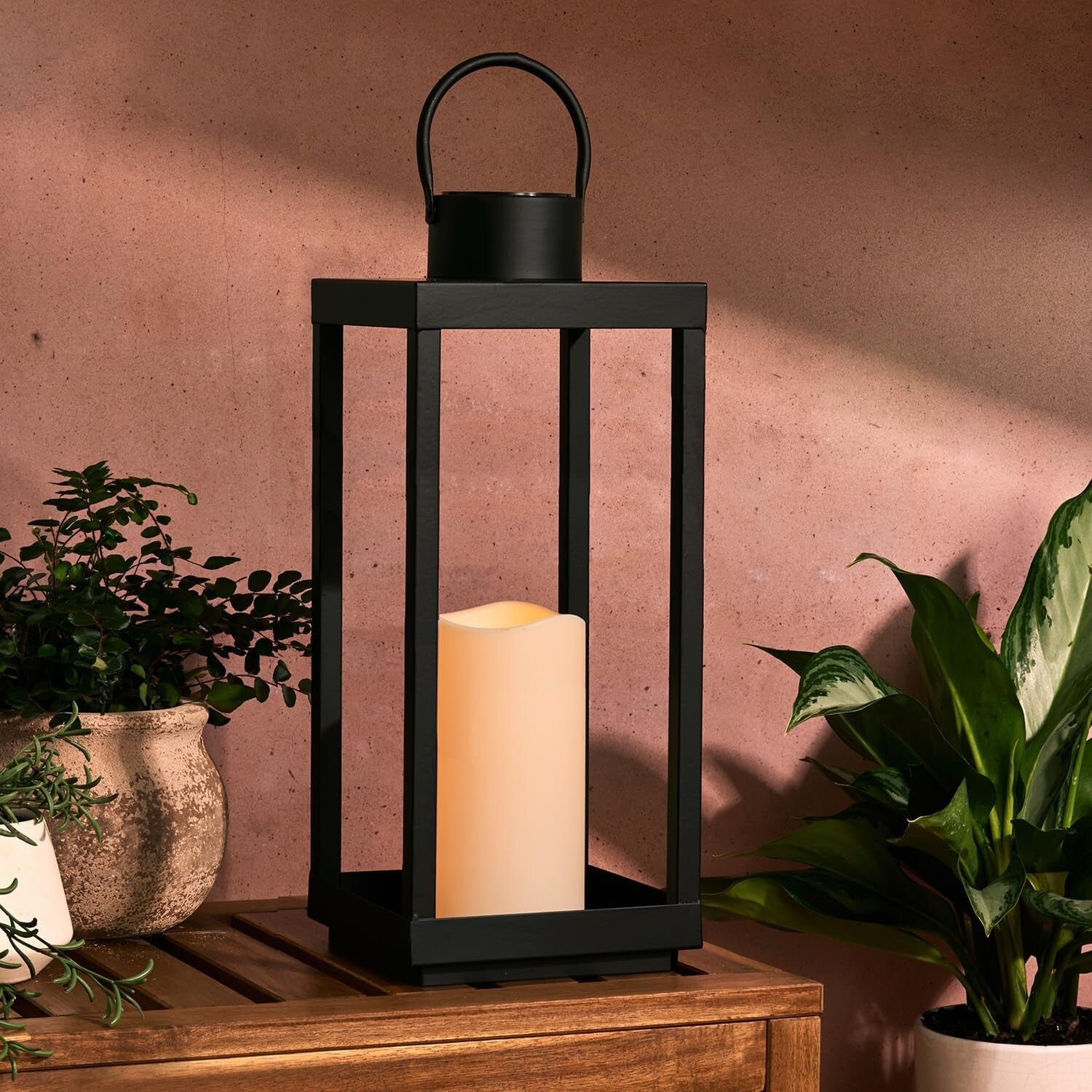 Modern Solar Lantern with Flickering Candlelight - Perfect for Farmhouse Patios