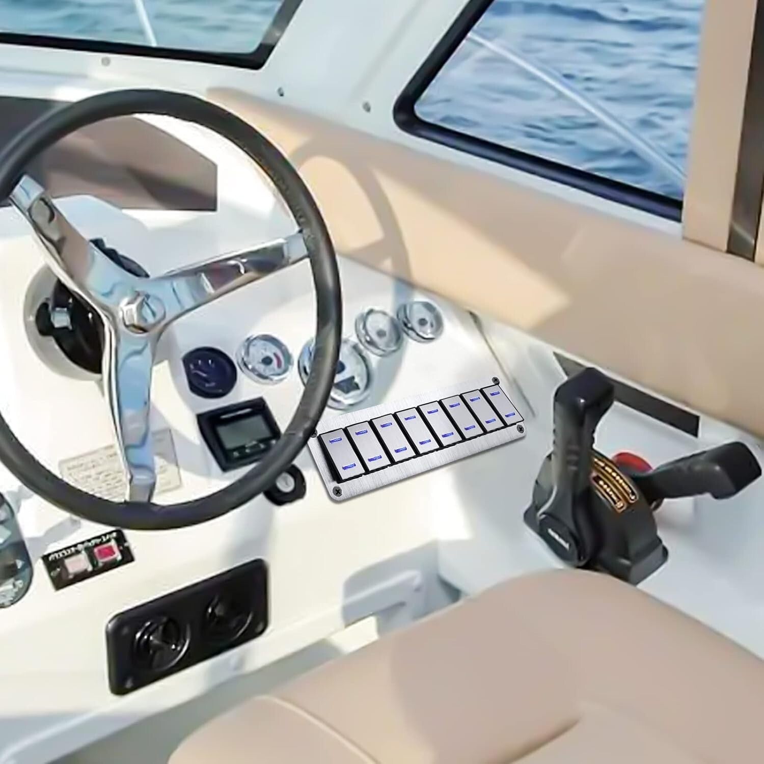 8 Gang Waterproof Aluminum Rocker Switch Panel: Ideal for Marine & Automotive