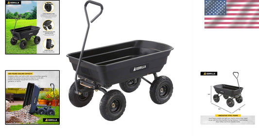 Durable Utility Garden Cart with Pneumatic Tires - Effortless Hauling Solution