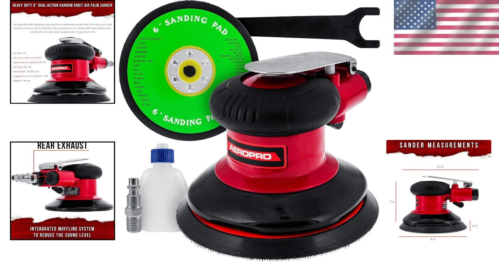 High-Performance 6" Dual-Action Palm Sander - Ideal for Automotive & More