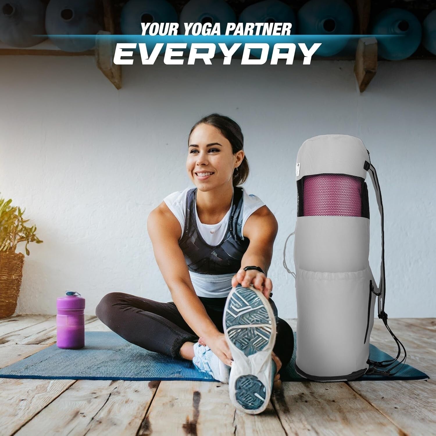 Water-Resistant Yoga Bag - Fits 32" Mats, Adjustable Backpack & Pockets Included