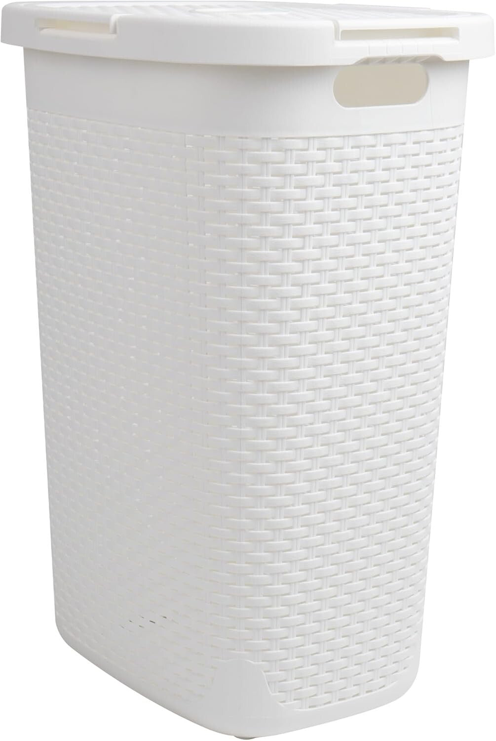 60L Lightweight Wicker-Style Laundry Hamper with Hinged Lid - Stylish Storage