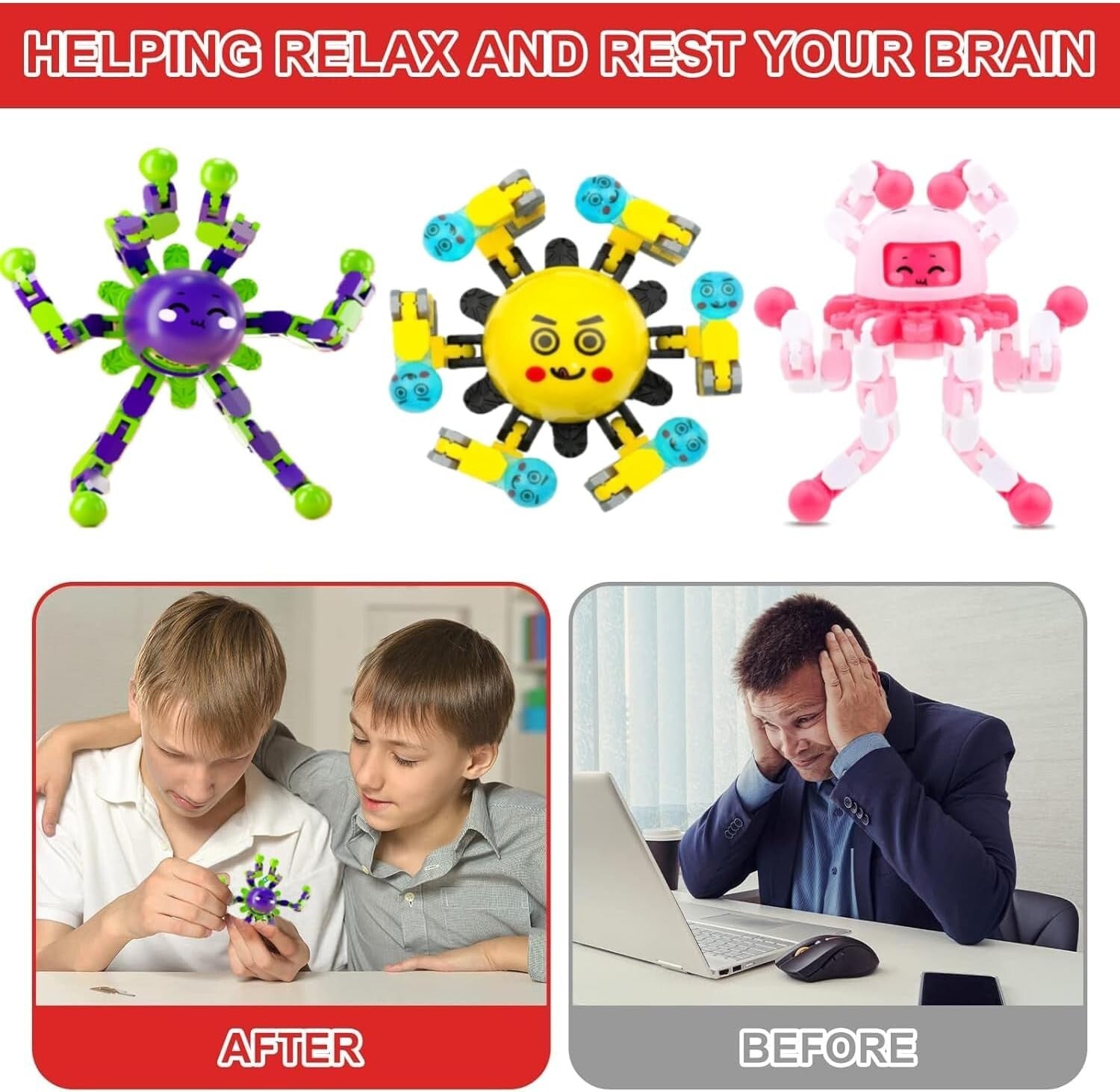 Creative Fidget Spinner Toys - 100 Transformable Stress Relief Gifts for Kids