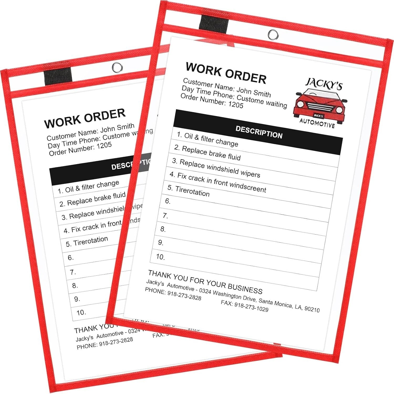 50 Clear Dry Erase Pockets - 14x10 Inch Ticket Holders for Classroom & Shop Use