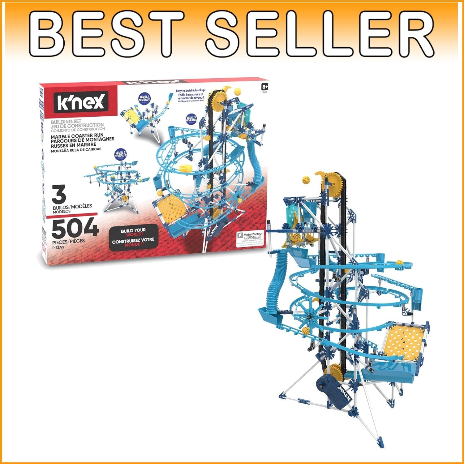 Ultimate 504-Piece Motorized Marble Coaster Run - Fun & Educational STEM Toy