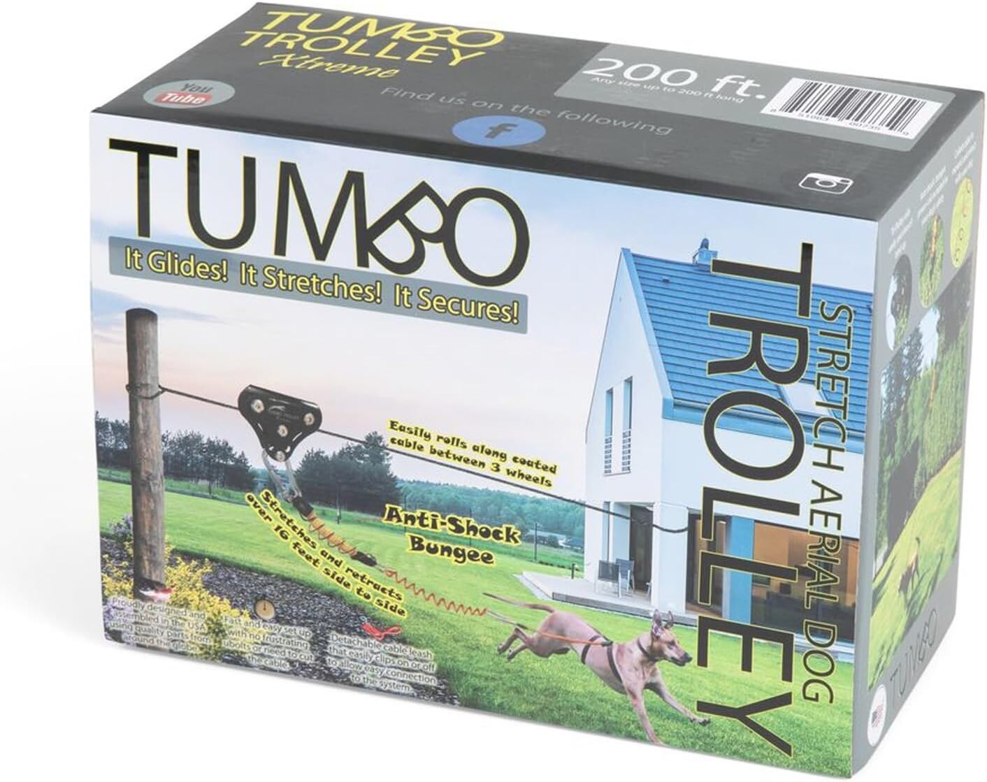 Anti-Shock Aerial Dog Zipline Runner - 150ft Heavy-Duty for Large Dogs