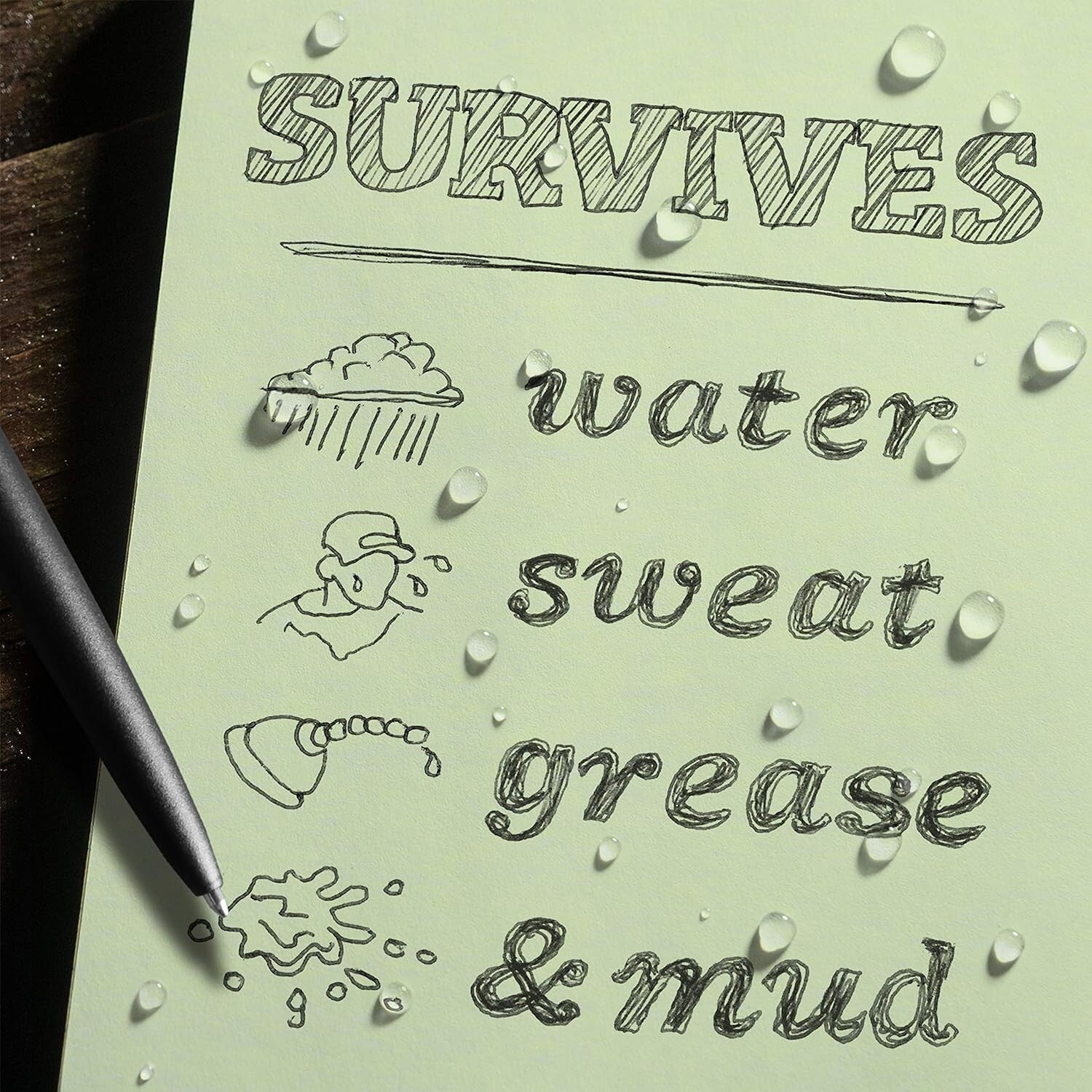 Rugged 3x5 Weatherproof Notebook Set - CORDURA Fabric & Black All-Weather Pen