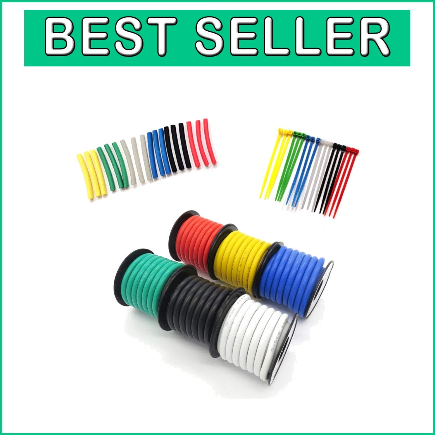 Flexible 18 AWG Electrical Wire Spools - 50ft Each, Tinned Copper in 6 Colors