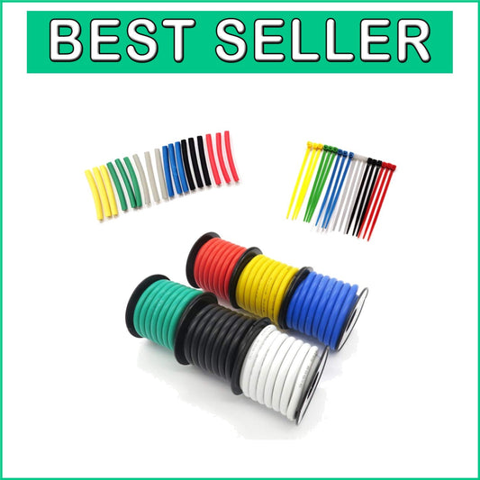 Flexible 18 AWG Electrical Wire Spools - 50ft Each, Tinned Copper in 6 Colors
