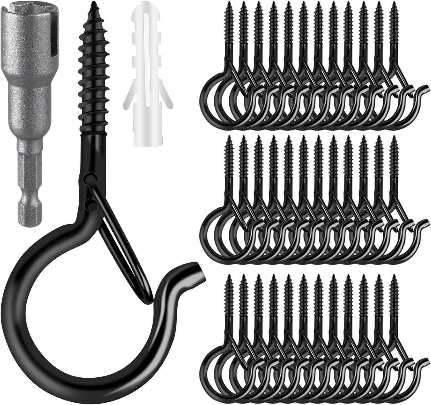 100 Pack Heavy-Duty Screw-in Hooks for Outdoor String Lights - Rust Resistant