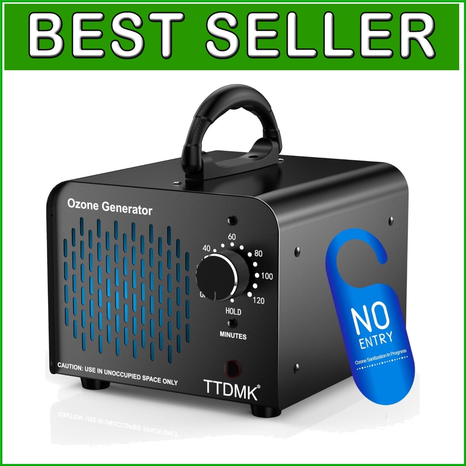 Durable Black Ozone Generator - 58,000mg/h for Smoke, Pet, and Air Quality