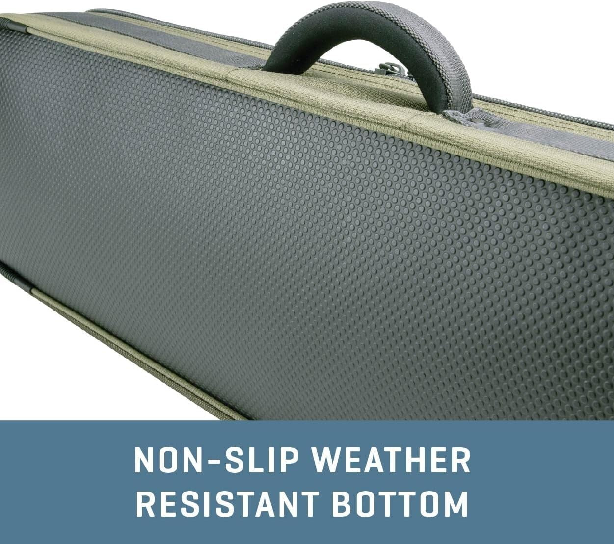 Heavy-Duty Olive Fishing Rod & Gear Bag Case - Holds 4 Rods & 6 Compartments