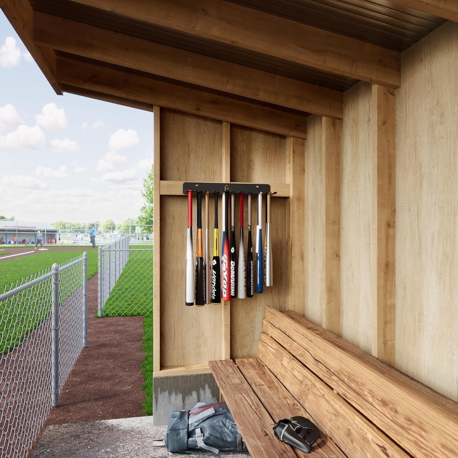 Durable 12-Gauge Steel Bat Storage Rack for Garages & Dugouts - Easy Install