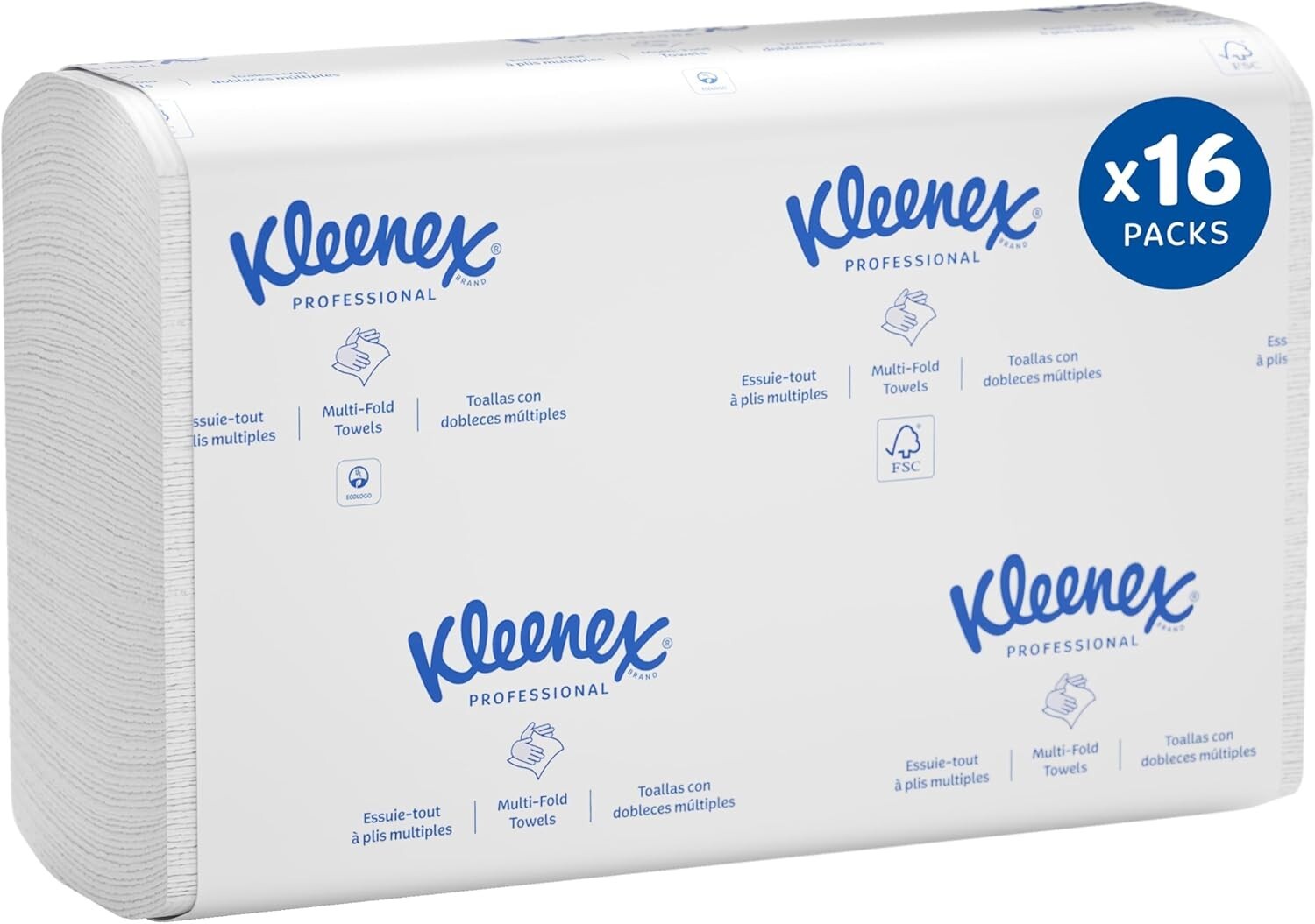 Eco-Friendly Kleenex Multifold Paper Towels - 1-Ply, 150 Sheets/Pack, 16 Packs