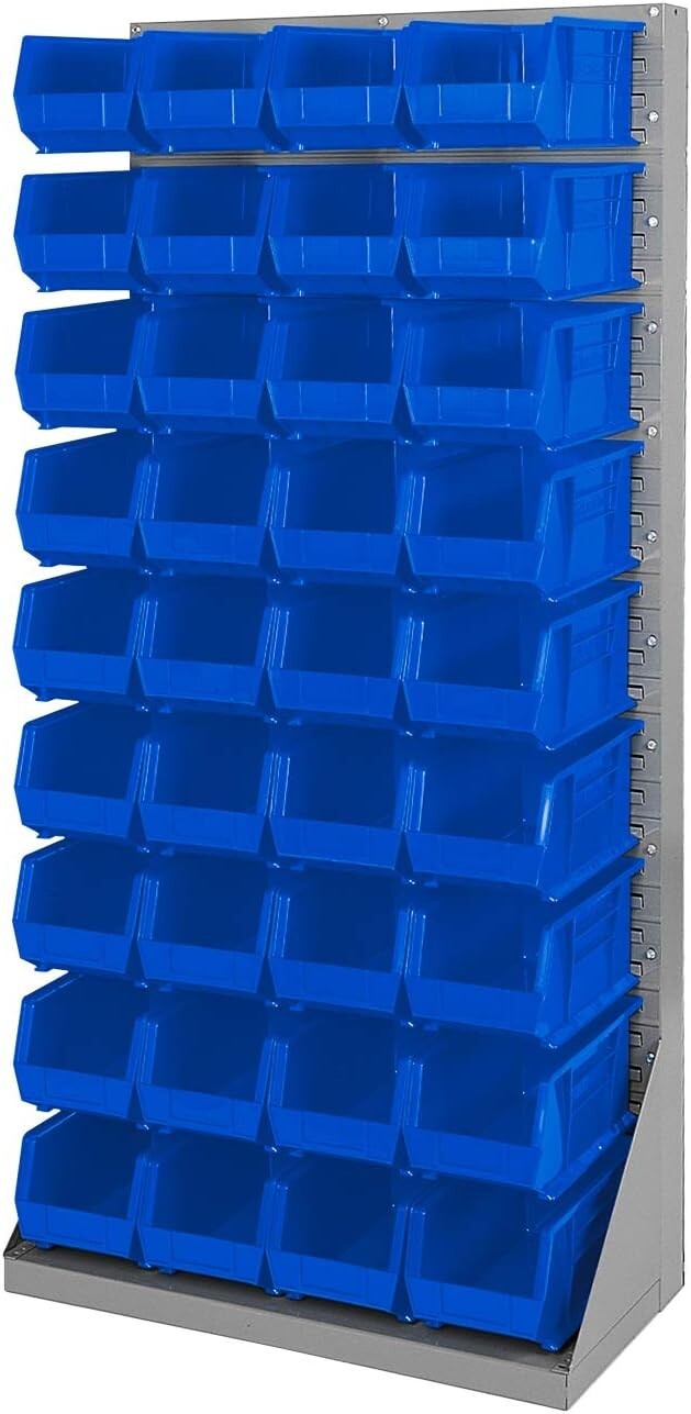 Stackable Blue Plastic Storage Bins - Space-Saving Organizers for Home & Garage