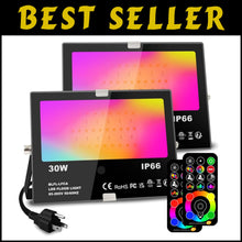 Load image into Gallery viewer, Ultimate Waterproof 30W RGB Flood Light Set - 120 Colors, Adjustable Brightness