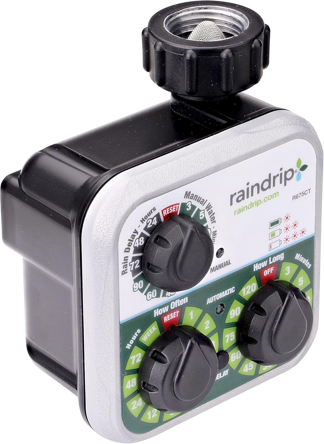 Automatic 3-Dial Sprinkler Timer with Rain Delay for Efficient Drip Irrigation