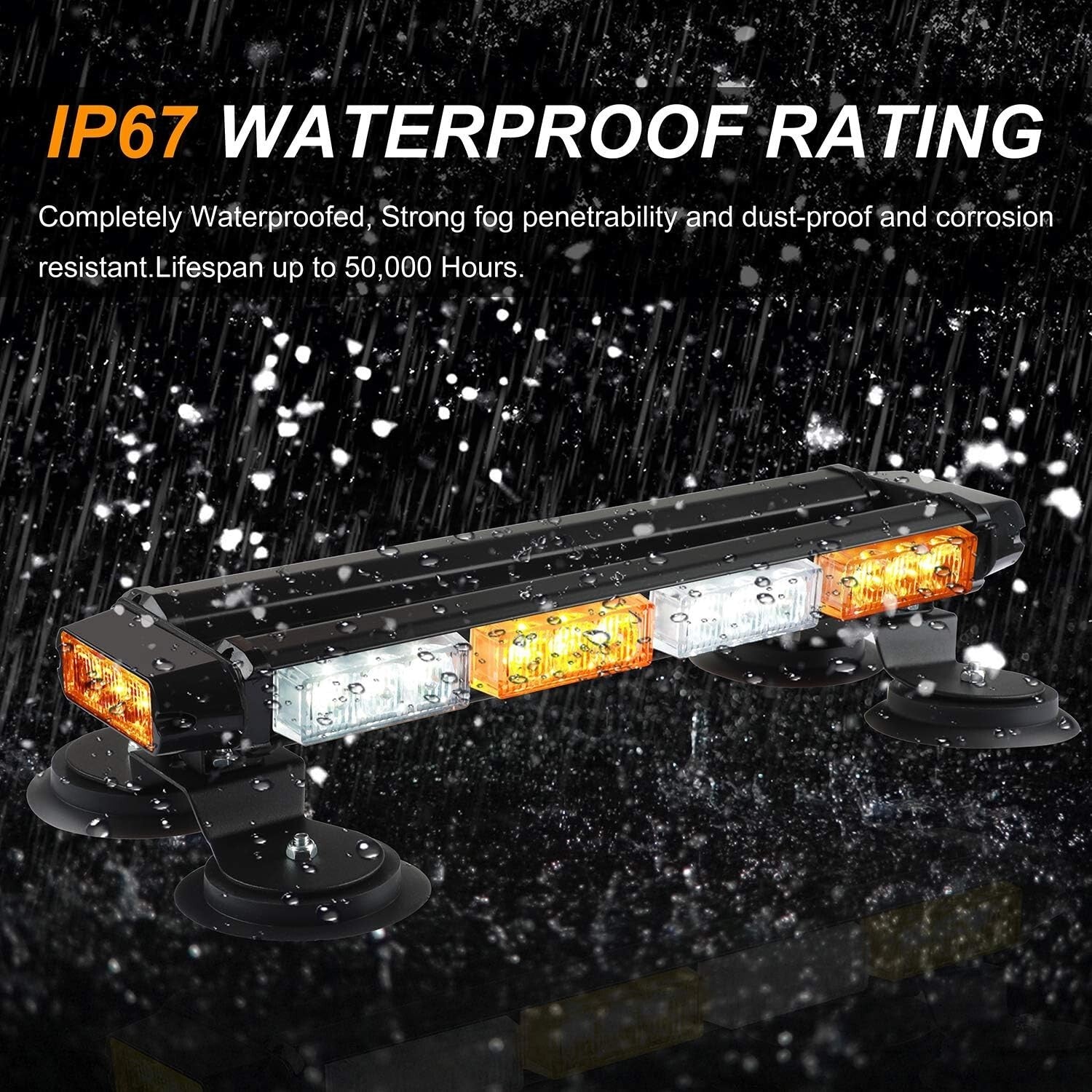 Durable 16.8 Inch Waterproof LED Strobe Light with Strong Magnetic Mount