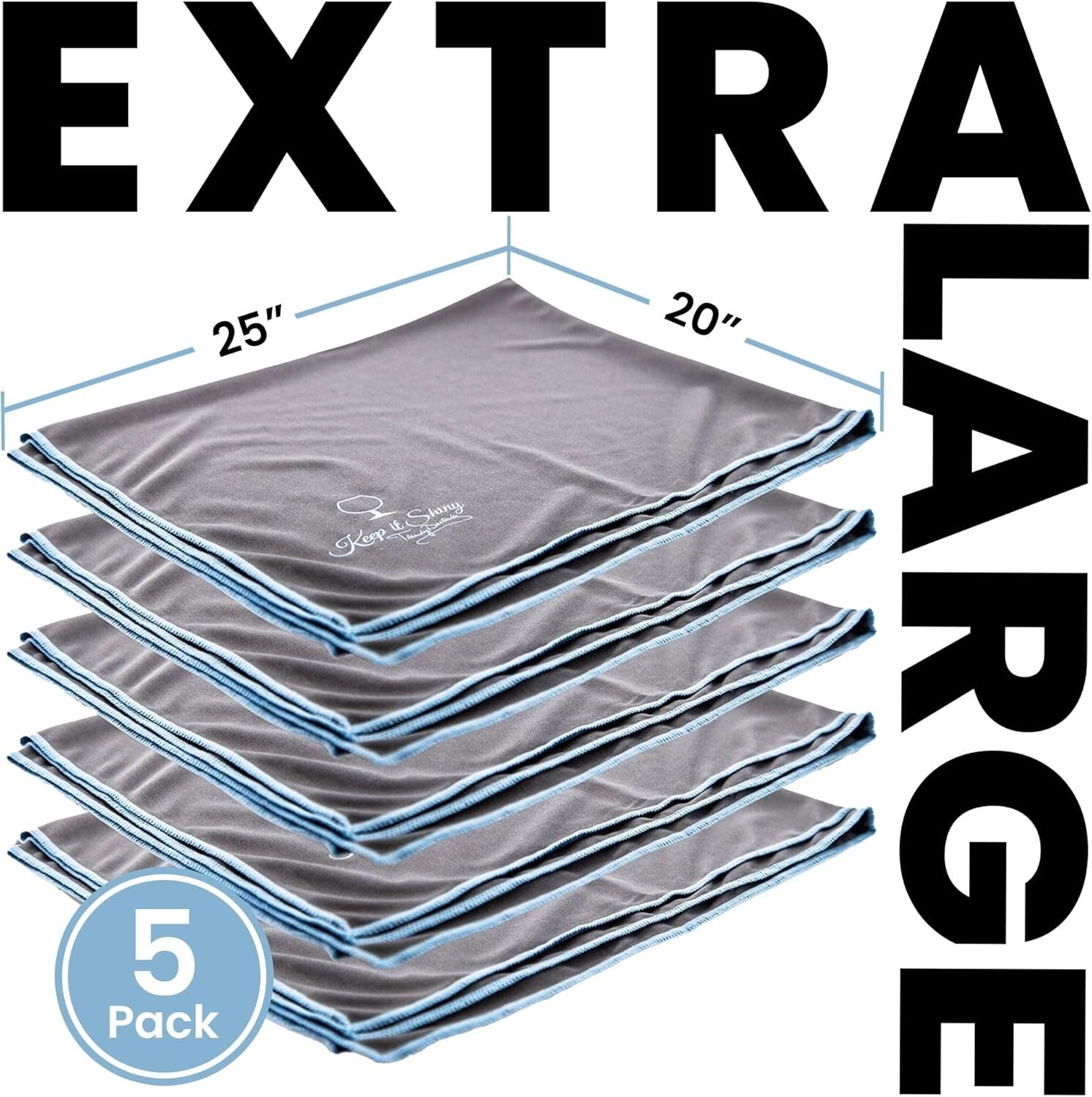 Elegant Grey Microfiber Cloths for Spotless Glass Shine - Pack of 2, 25x20 Inch