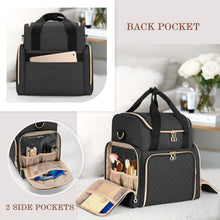 Load image into Gallery viewer, Black Travel Cosmetic Bag with Protective Padding and Multiple Storage Features
