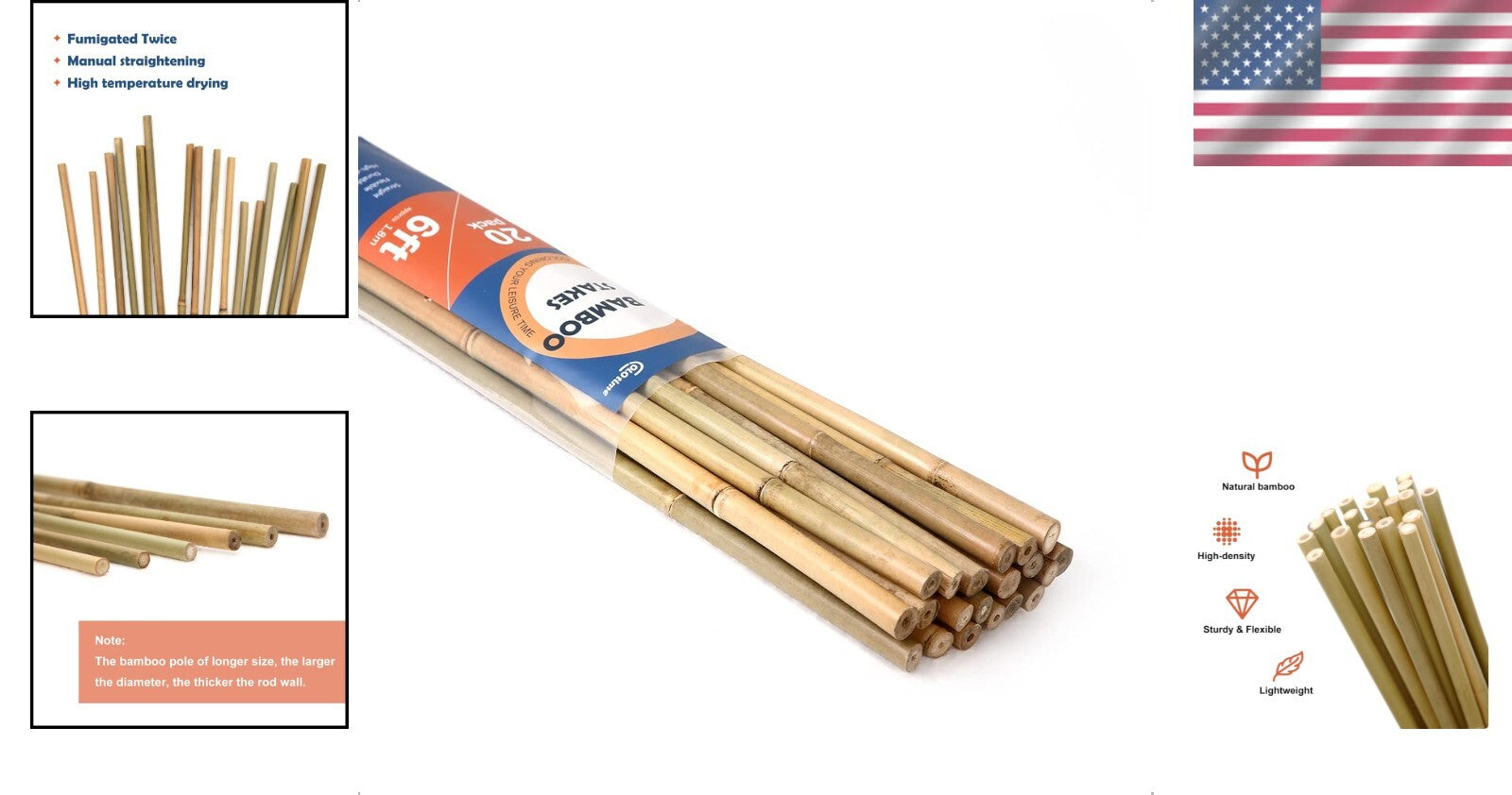 Eco-Friendly 6FT Bamboo Stakes – Ideal Support for Climbing Beans and Vines