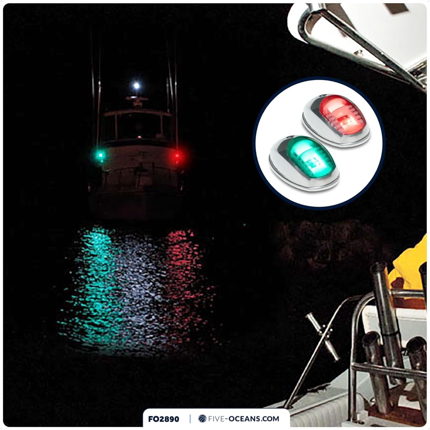 Bright Waterproof Navigation Lights - Red & Green LED Boat Lights, Marine Grade
