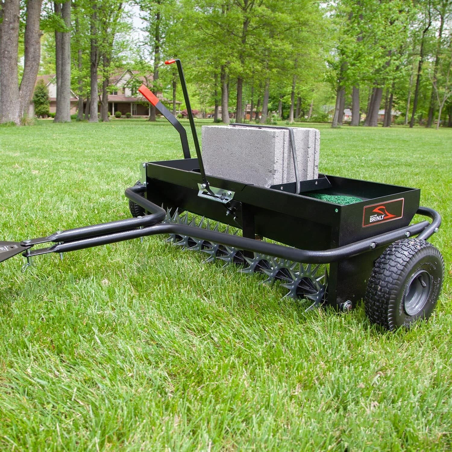 All-Steel 40-Inch Tow Behind Lawn Aerator Spreader with Universal Hitch & Weight