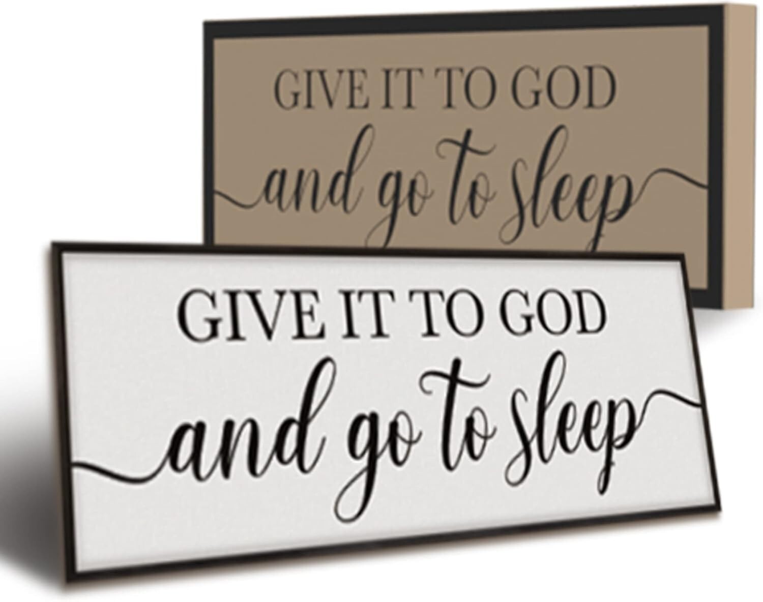Elegant 41"x14" Framed Sign - 'Give It To God and Go To Sleep' Bedroom Decor