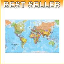 Load image into Gallery viewer, Mega Political World Map - 2024 Update - 46 x 80 Fully Laminated and Writable
