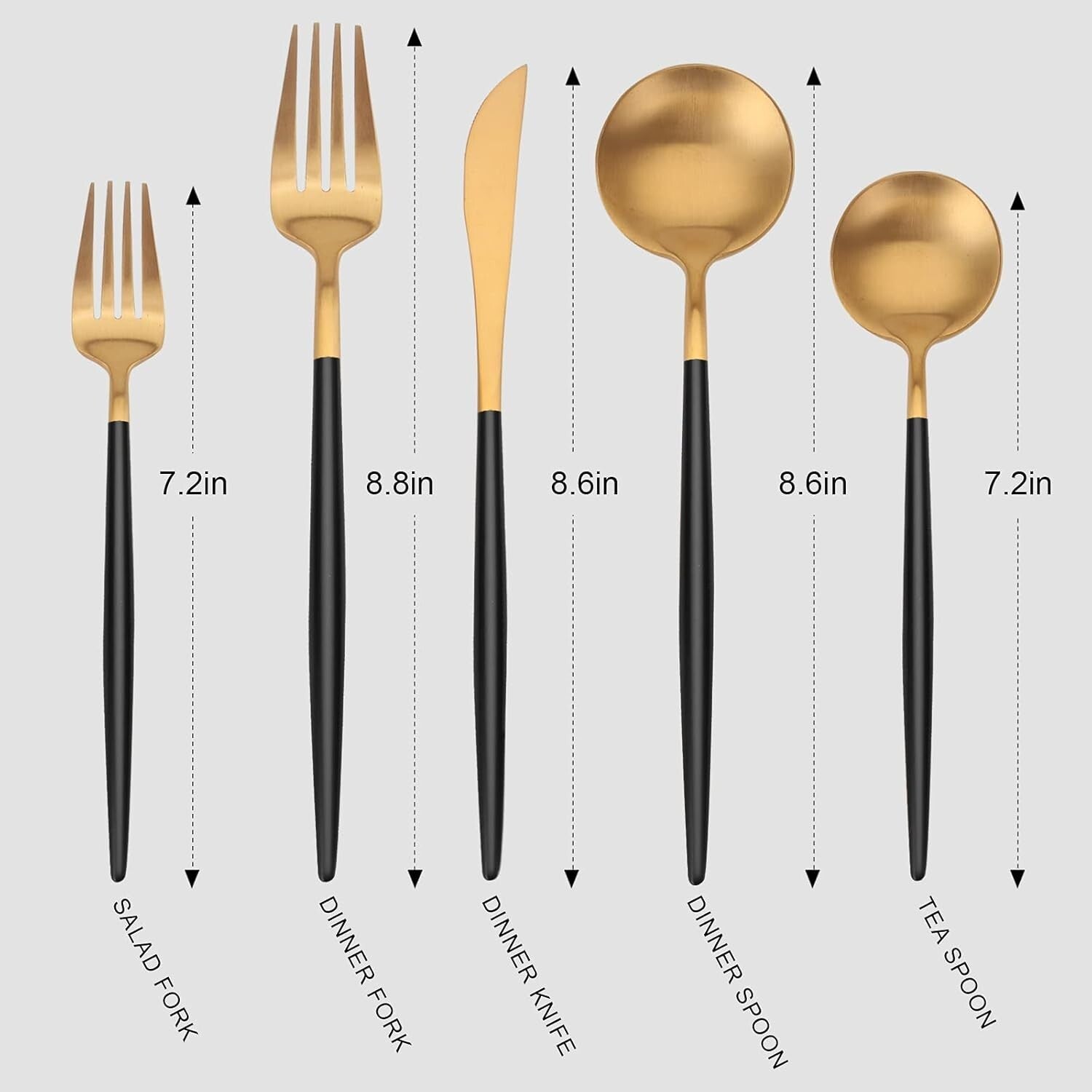 20-Piece Matte Gold & Black Silverware Set – Modern Cutlery for Elegant Dining