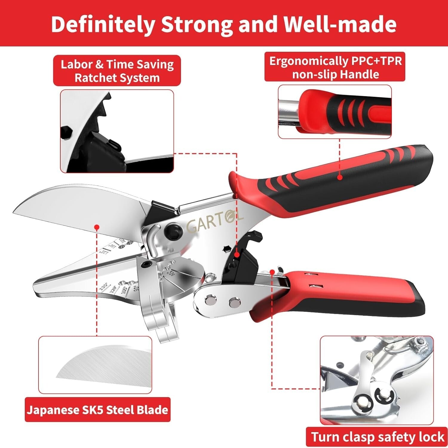 Durable Angular Cutting Tool for Soft Wood and PVC - Adjustable 45-135 Degrees