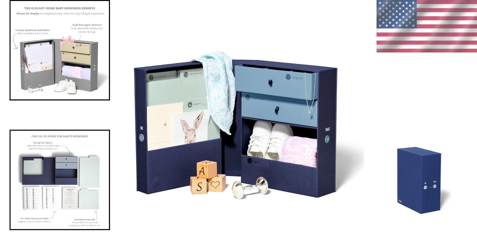 Baby Keepsake Organizer Box - Gender-Neutral & Modern Acid-Free Memory Storage