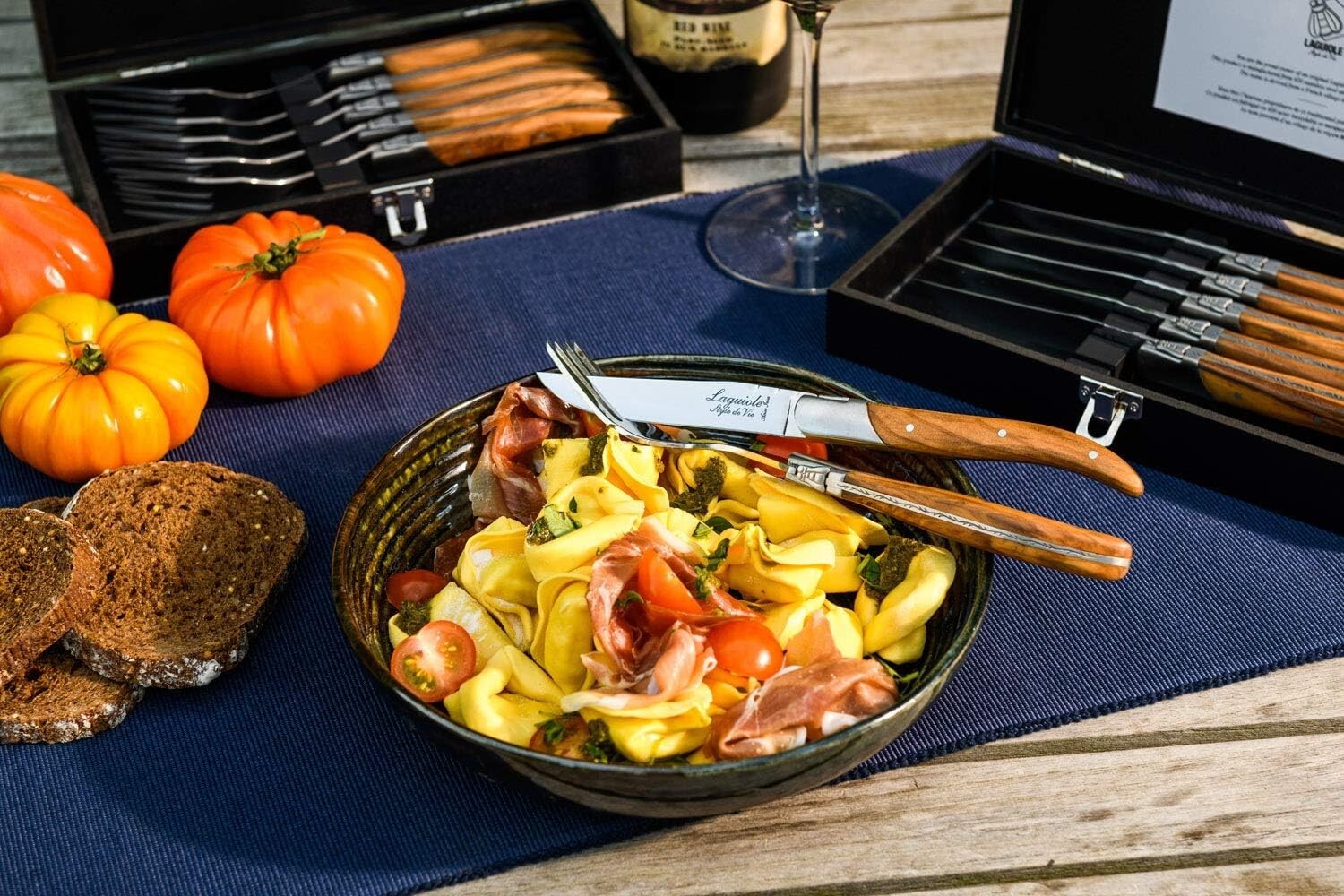 Premium Stainless Steel Steak Knives with Olive Wood Handles - Set of 6