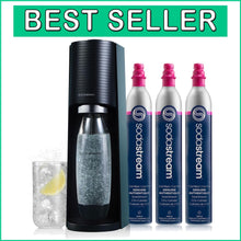 Load image into Gallery viewer, Terra Sparkling Water Maker Bundle in Black - Eco-Friendly 60L CO2 Included