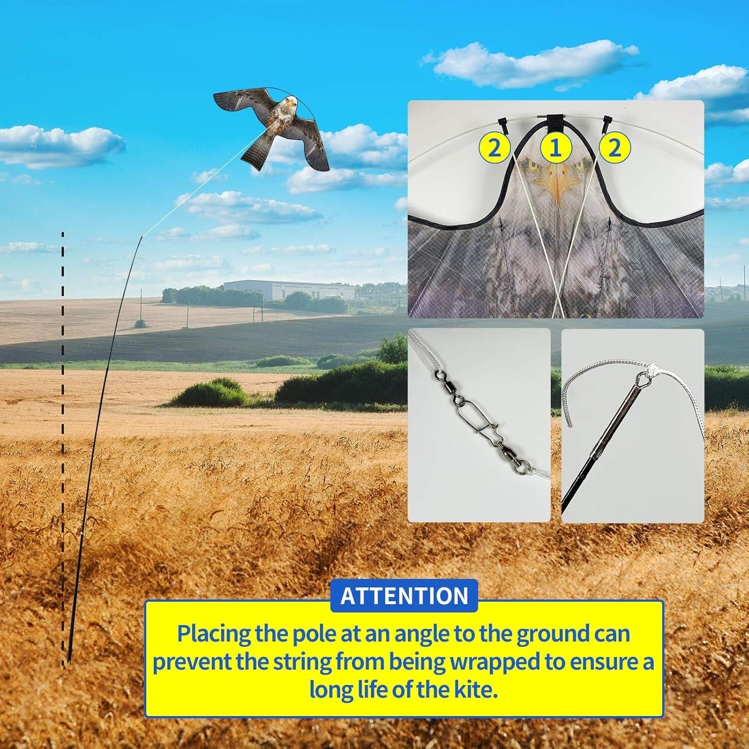 Reflective Bird Scarer Kite with Adjustable 4m Pole – Effective Farm Protection