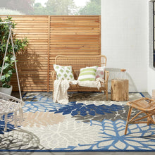 Load image into Gallery viewer, Stain-Resistant Blue Multicolor 9' x 12' Floral Outdoor Rug – Durable &amp; Stylish