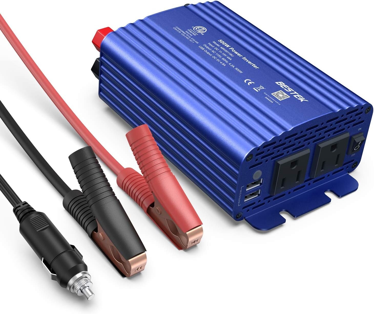 500W Power Inverter with Smart Cooling Fan - Safe, Quiet, and Compact Design