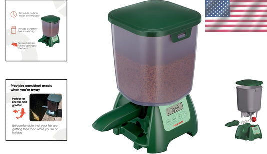 Rain-Resistant Pond Fish Feeder with 6.5 lbs Capacity - Portable & Programmable