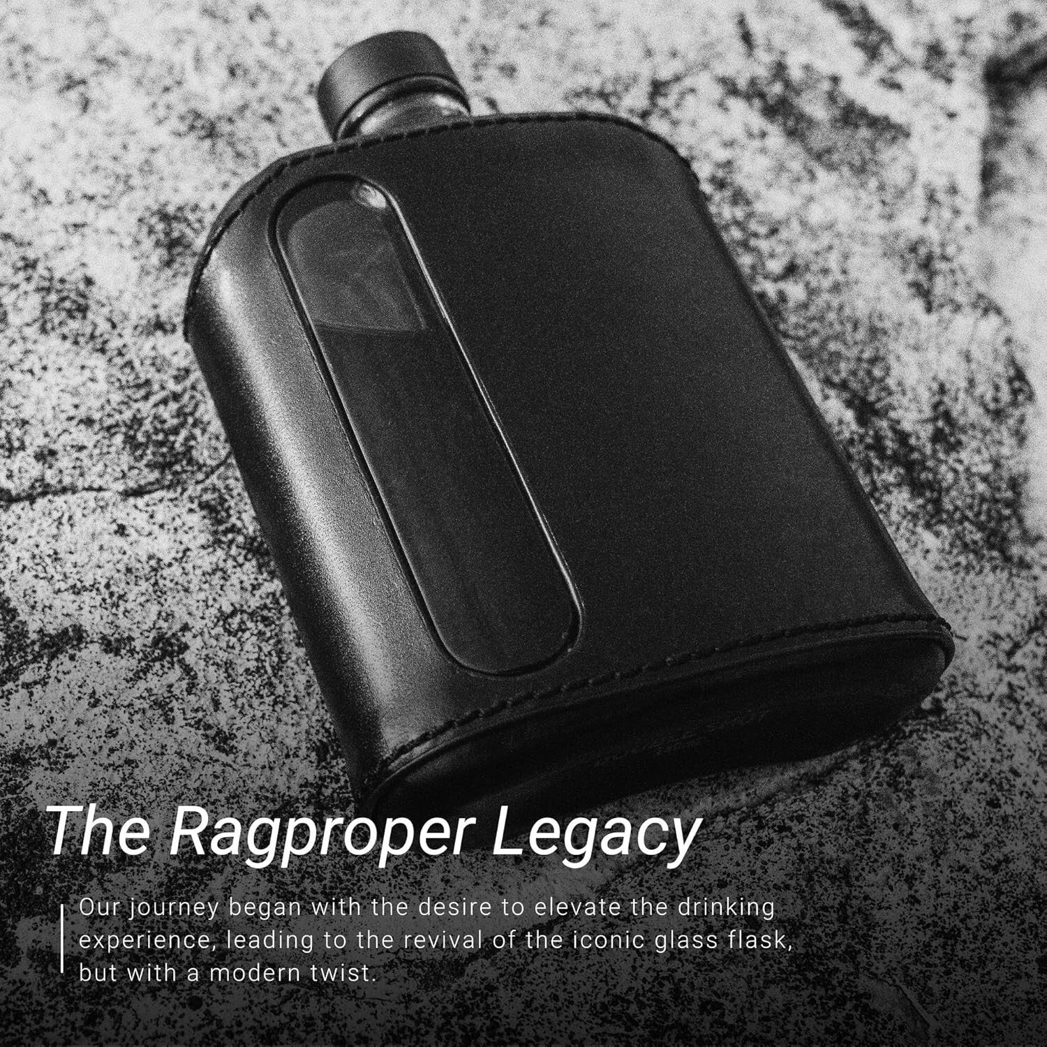 Modern Leather Covered Glass Hip Flask for Whiskey - Double Shot 240ml