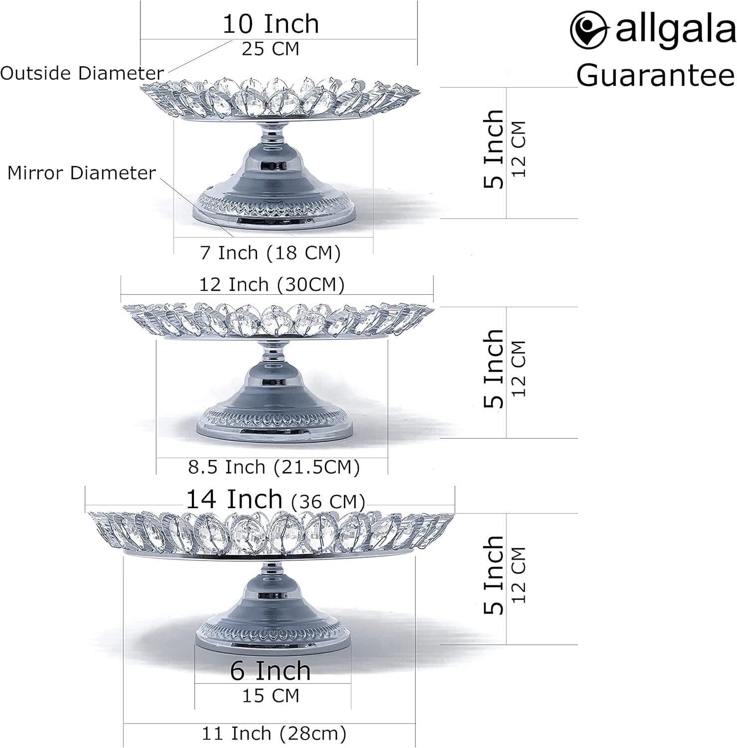 Multi-Purpose Silver Plated Cake Stand Set - Perfect for Weddings & Celebrations