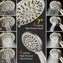 Load image into Gallery viewer, Luxurious 6-Setting Rainfall &amp; Handheld Shower Combo - Easy Install in Nickel